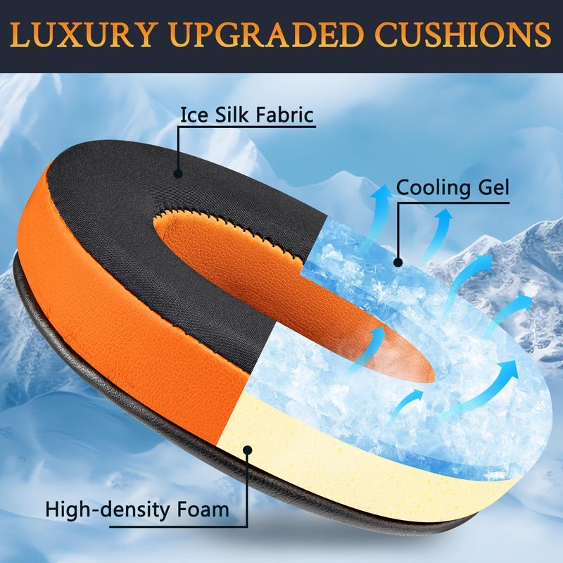 SoloWIT Cooling Gel Replacement Earpads Cushions for HyperX Cloud 1/2/3/Pro/Core, Cloud Alpha/Flight/Stinger Series, CloudX Stinger/Flight Series Headset - Orange - Image 3